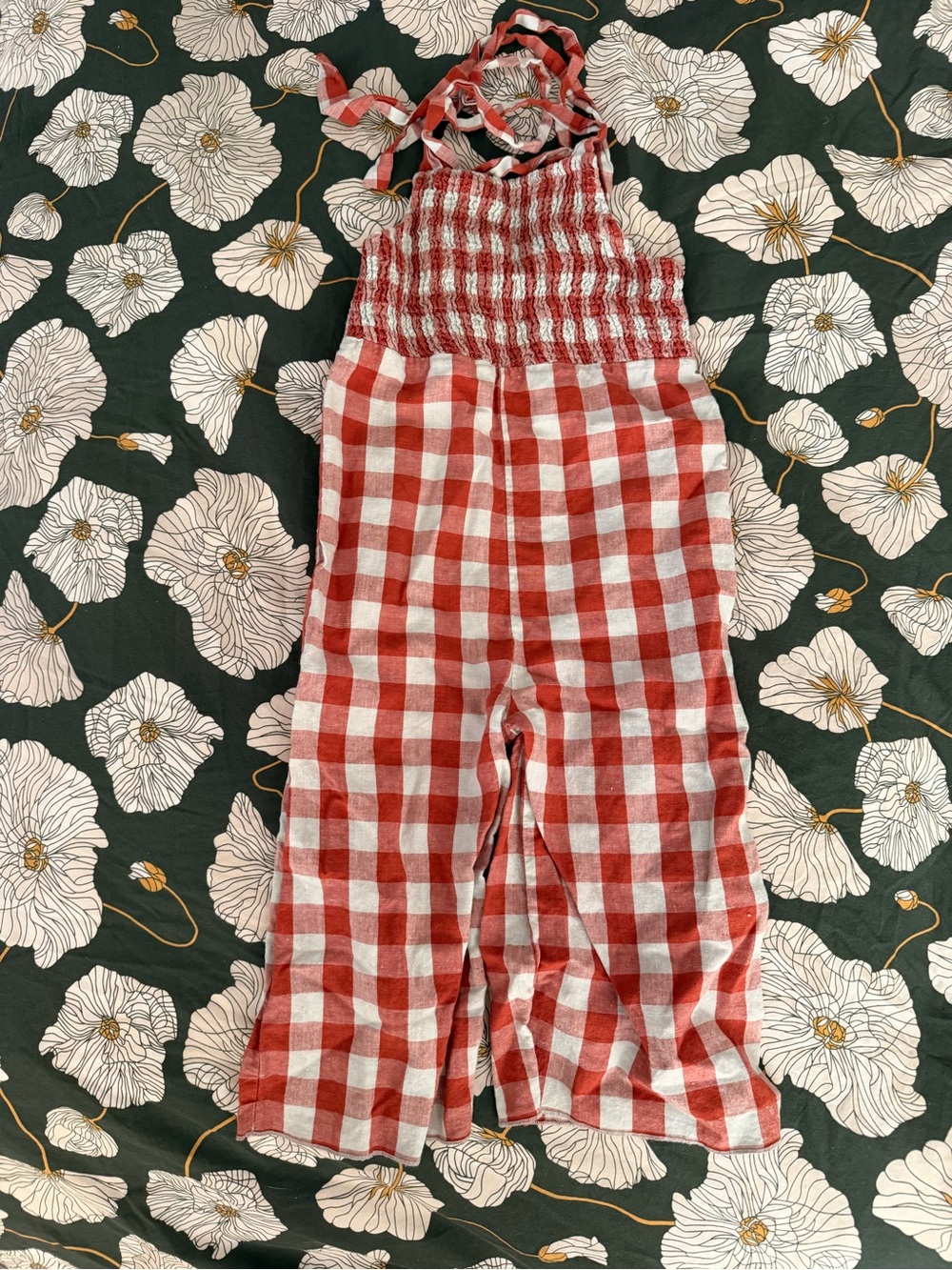 Red and White Check Girls' Smocked Jumpsuit Finn and Vince